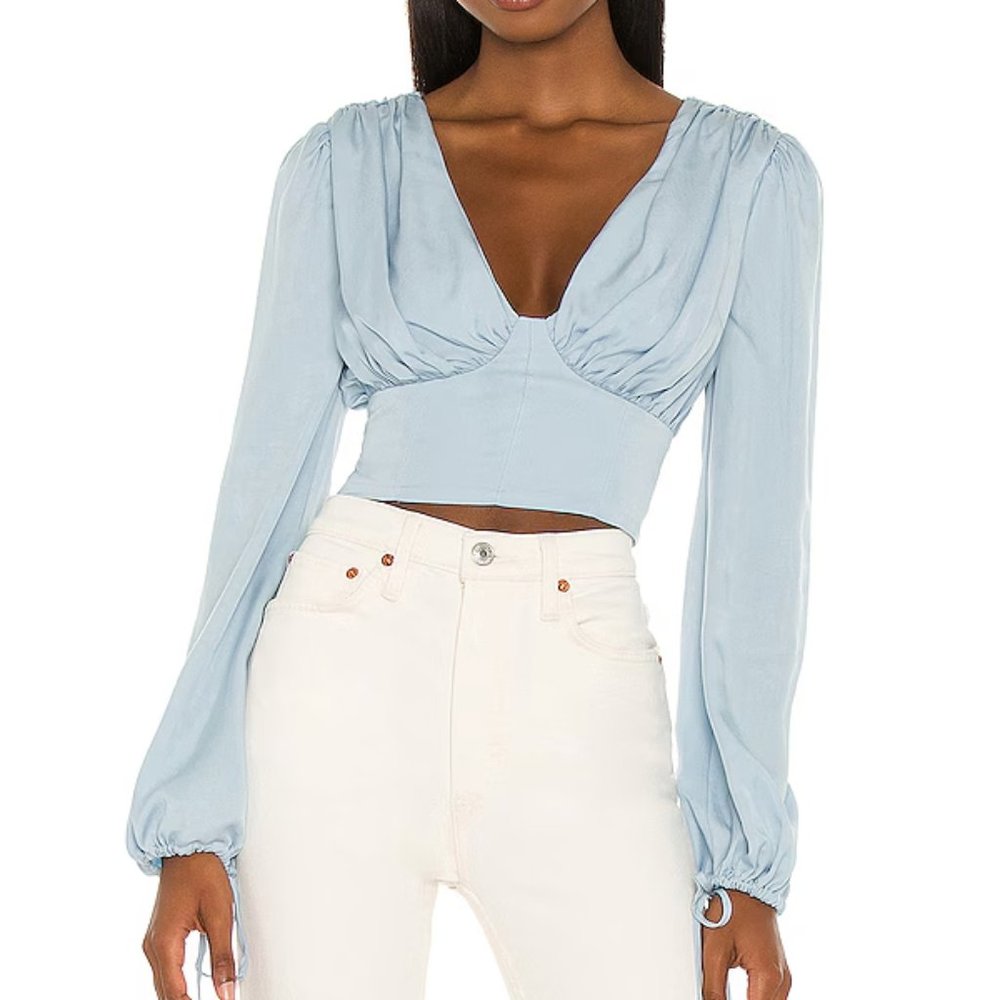 NWT Revolve NBD | Giavanna Blouse Baby Blue Size XS